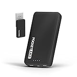 Dual USB Portable Charger - 12,000mAh External Battery Pack - Ultra Slim and Light with Built-in AC Plug and Micro USB Cable - Charges iPhone, Android and More - Pocket Juice by Tzumi