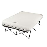 Coleman Camping Cot, Air Mattress & Pump Combo | Folding Cot with Side Tables, Air Bed & Battery Pump, Queen