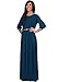 KOH KOH Womens Long 3/4 Sleeve Pleated Vintage Solid Fall Winter Maxi Dress