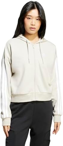 adidas Cropped Zipped Hoodie IT8268 Chalk Pearl XS at Amazon