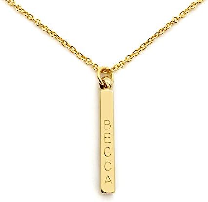 MignonandMignonCustomized Dainty Bar Name Necklace Tiny Bar Initial Necklace - R4BN (Gold)