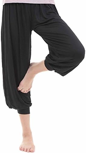 JAPattern Loose Harem Drape Soft Modal Yoga Pants (Large, Black)