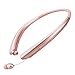 Wireless Neckband Headphones, Retractable Earbuds, Wireless Headphones Stereo Earphones W/Call Vibrate Alert & Voice Prompts, Noise Cancelling Built-in Mic (Rose Gold)