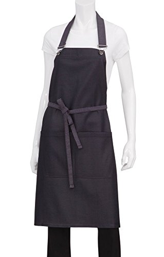 Chef Works Unisex Boulder Bib Apron, Purple/Black, One Size