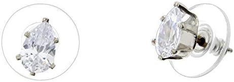 DiamonZ Clear Cubic Zirconia Hypoallergenic Stud Earrings (Pear)