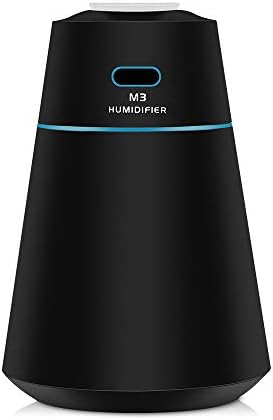 Ultrasonic Cool Mist Humidifier - 200ml Essential Oil Diffuser 7 LED Lights Humidifier with Whisper-Quiet Operation, Auto Shut-Off, and Night Light Function, Humidifiers for Baby Home Office - Black
