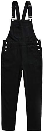 Duo bao yu Women's Classic Bib Overalls Denim Blue Strap Ripped Hole Denim Jeans