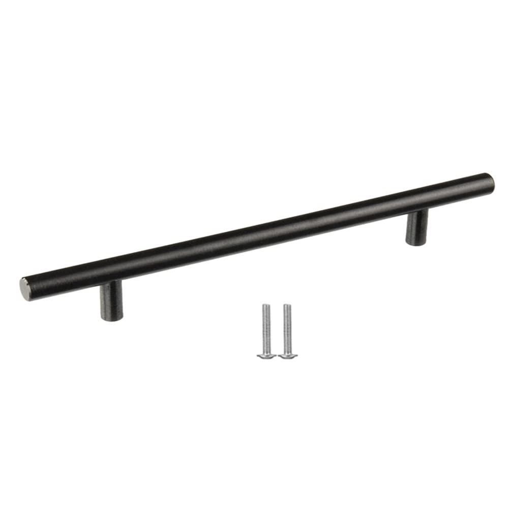 SYDARSYN Cupboard Handles, 6 Pack Black Cabinet Handles 192mm, Stainless Steel T Bar Door Handles for Wardrobe Drawer Furniture (Screws Included)