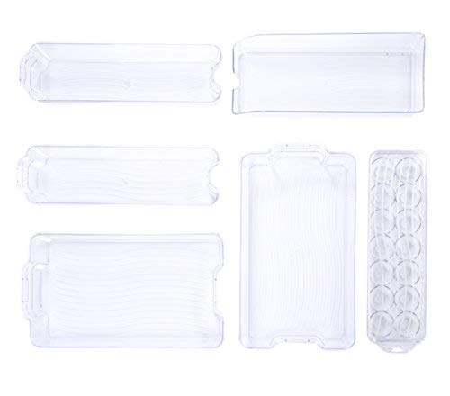 Adorn Home 6 Piece Refrigerator/Freezer Organizer Bins with Handles | Stackable Storage Containers | Pantry Storage Bins | Clear | 6 - PC. Set | - Thumbnail 6