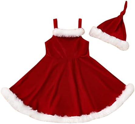 RSRZRCJ Kids Toddler Baby Girl Christmas Dress Red Velvet Long
