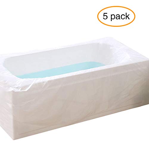 Ultra Large Disposable Film Bathtub Lining Bags for Travel Salon Spa Household and Hotel Bathtub Liner Cover Plastic 5 Pieces