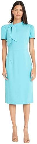 short sleeve necktie midi dress maggy london Maggy London Women's Midi Short Sleeve Sheath with Neck Tie Career Office Work Wear, Deep Lagoon at Amazon Women's Clothing store