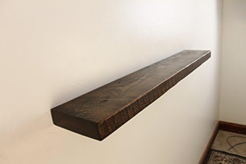 Joel's Antiques & Reclaimed Decor 60" W x 8" D x 2" H, Espresso, Mocha, Rustic, Floating Wood Shelf, Pine, Dishes, Books, Chunky, Farmhouse, Open Shelving