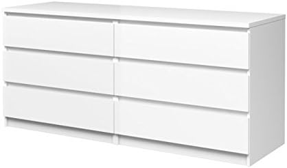 Naia Modern White 6 Drawer Chest Of Drawers Sideboard Bedroom