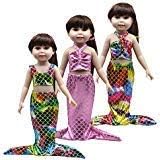 18 Inch Doll Clothes Accessories 3 Sets Princess Mermaid Tail Outfits Dress Swimsuit Bikini Tops Underwear Swimwear for 18 Inch American Girl Doll