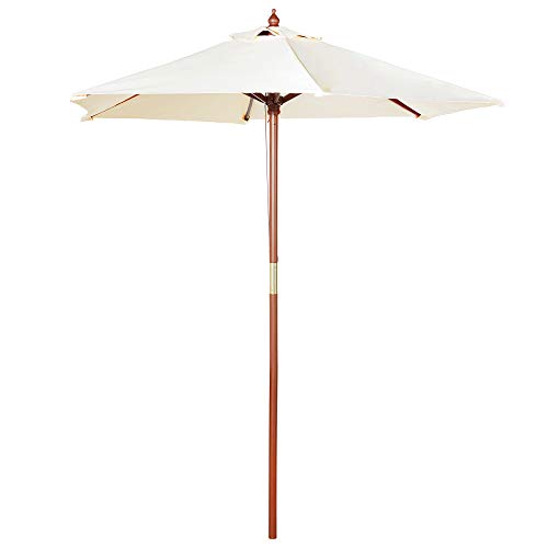 VonHaus 2M Holz-Sonnenschirm Marktschirm - UV30+ Sonnenschutz für Outdoor, Garten und Patio – Elfenbein