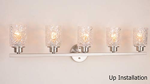 ALICE HOUSE 37" Vanity Lights, 5 Light Wall Sconce Lighting, Brushed Nickel Bathroom Lights Over Mirror, Bathroom Lighting AL9082-W5