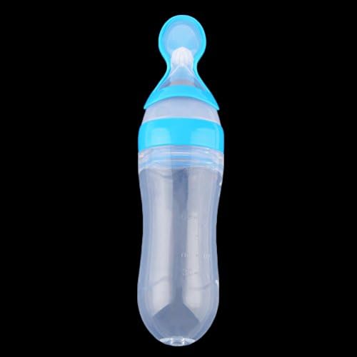 Baby Silicone Squeeze Feeding Bottle with Spoon Food Rice Cereal Feeder 90ML Fresh Milk Feeder Feeding Tools-1 Size