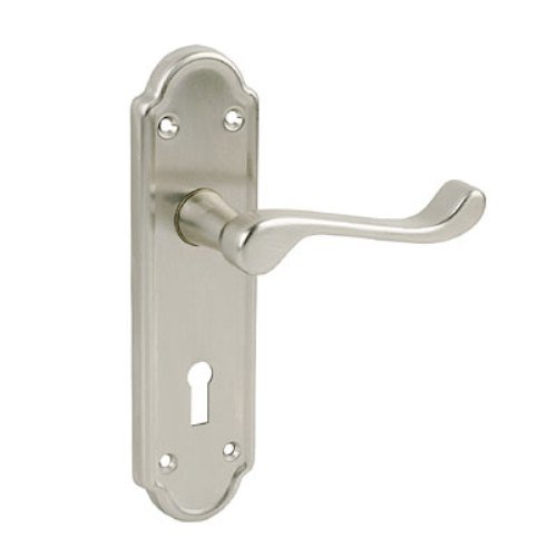 Merriway BH00374 Lansdown Lock Handle Satin Nickel 170mm -1 Pcs