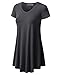 URBANCLEO Womens V-Neck Elong Tunic Top Mini T-Shirt Dress Charcoal Medium