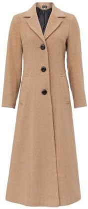 *NEW* Womens Ladies Wool & Cashmere Long Plus Size Smart Coat (24, Camel)