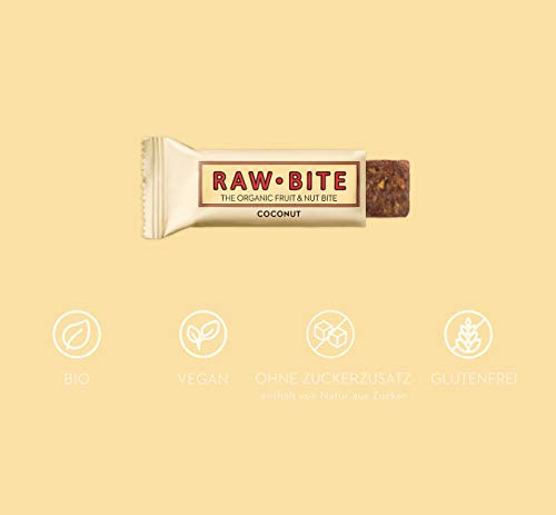 RAWBITE COCONUT in der 12er Box - Vegan, glutenfrei & ohne Zuckerzusatz (enthält von Natur aus Zucker) – Bio Frucht-Nuss-Riegel mit Kokos (12 x 50 g) – Bild 3