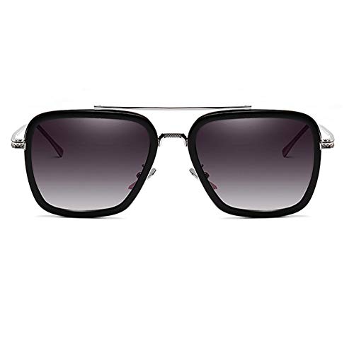 Vintage Aviator Square Sunglasses for Men Women Silver Frame Glasses Retro Brand Designer Classic Tony Stark Glaases