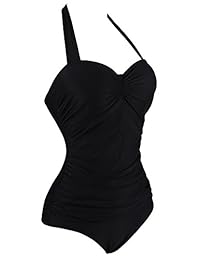 Angerella Traje de baño de una pieza monokinis, vintage 50s pin up halter