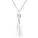Zhenhui Jewelry Faux Leather Tassel Stone Pendant Gold Tone Long Chain Women Fashion Necklace