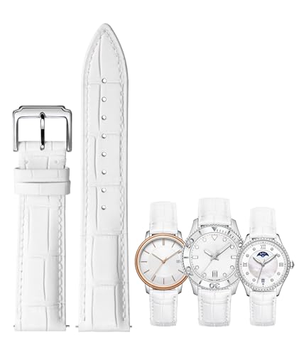 BINLUN Leather Watch Strap Quick Release Replacement Crocodile Leather Watch Bands for Men Women (White, 14mm)