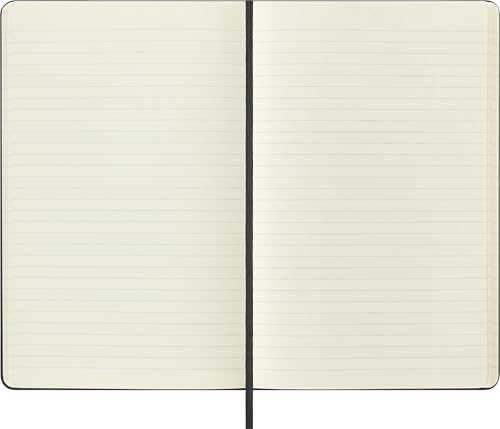 Moleskine - Classic Ruled Paper Notebook - Hard Cover and Elastic Closure Journal - Color Black - Size Large 13 x 21 A5 - 240 Pages