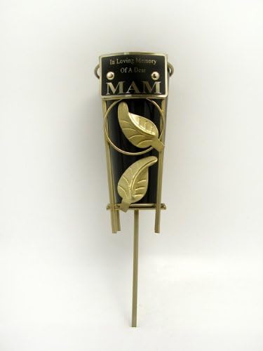 Cemetery Grave Vase with Metal Spike - In Loving Memory of a Dear MAM plaque. Includes black plastic insert vase.