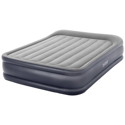 INTEX Deluxe Pillow Rest Luftbett für 2 Personen mit Kopfkissen (152×203×42 cm) max. 272 KG - mit integrierter Elektropumpe – Gästebett aufblasbares B