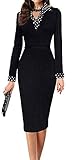 LunaJany Women's Polka Dot Long Or Short Sleeve Wear to Work Office Pencil Dress
