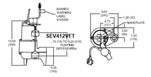 Barnes Sev412vft Submersible Cast Iron Sewage Pump 1 2 Hp 4