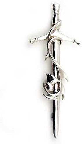 Solid Sterling Silver Sword and Entwined Thistle Scottish Kilt Pin