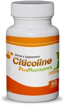 PeakNootropics Citicoline Sodium (CDP Choline) Capsules - 60 Count 200 mg Veggie Caps - Nootropic Supplement