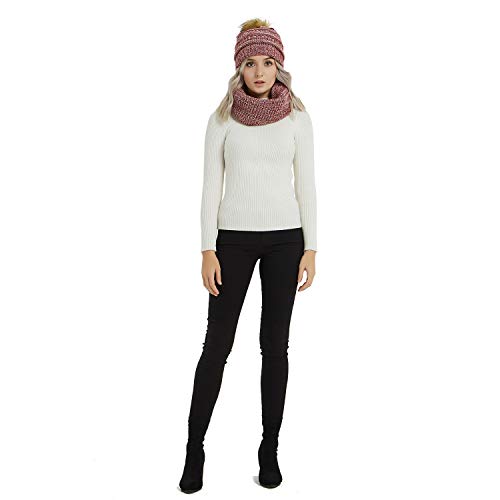 Winter Knit Infinity Scarf-Men&Women Thick Warm Circle Loop Scarf Neck Warmer by Aurya(Red/White Mix) - Thumbnail 6