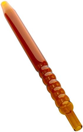 TIANYUAN Durable Hand Crafted Hookah Shisha Smoking Glass Mouth piece Tips Hose Handle L 11Inch,Amber Color