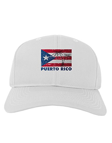 TooLoud Distressed Puerto Rico Flag Adult Baseball Cap Hat - White