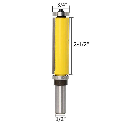 1/2" Shank Flush Trim Router Bit Bottom Bearing; Top & Bottom Bearing Trimmer Router Bit Woodworking Cutter Wood Trim Cutter