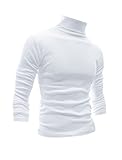 uxcell Men Soft Turtle Neck Long Sleeves Stretchy Slim Shirt White M
