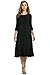 Misakia Women's 3/4 Sleeve Casual Loose Solid Midi T-shirt Dress (Black XL)
