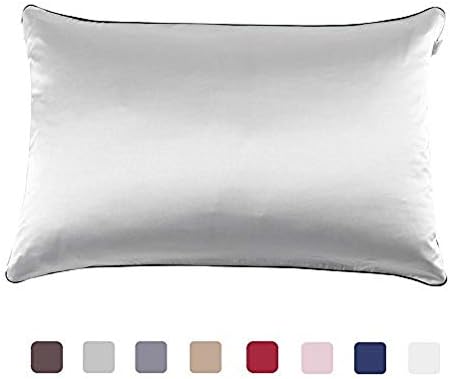 JINSANTA Natural Mulberry Silk Pillowcase for Hair and Skin Queen Size Hypoallergenic Anti-Mites Silk Pillow Protectors with Side Hidden Zipper(Queen 20x30, White)