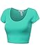 Fifth Parallel Threads FPT Womens Basic Short Sleeve Scoopneck Crop Top Mint L