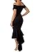 Ebbizt Womens Juniors Fashion 2017 Off Shoulder V Neck High Low Bodycon Mermaid Prom Evening Party Midi Dress Black Large