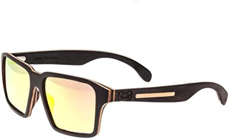 Earth Wood Piha Polarized Wayfarer Sunglasses, Ebony//Redyellow, 56 mm 1