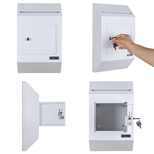 Durabox Heavy Duty Wall Mount Locking Deposit Drop Box Safe W300 (Gray) For Receiving Letters