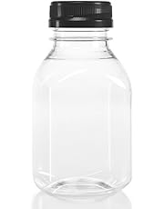 (12) 8 oz. Clear Food Grade Plastic Juice Bottles with Cap (12/Pack) (Black)
