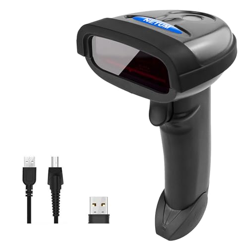 NETUM Wireless Barcode Scanner 2.4GHz Handheld Cordless Bar-Code Reader USB Rechargeable Wireless/Wired for Laptop Computer POS System NT-1698W